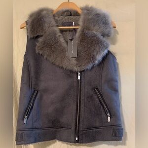 NEW WITH TAGS Mint Velvet, Gray Faux Fur Gilet: size 14